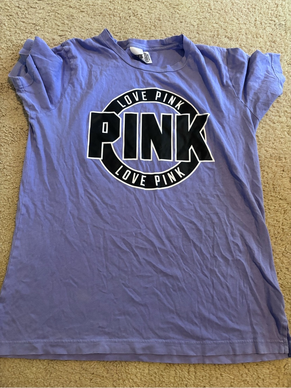 Victoria's Secret PINK Lavender Short Sleeve Tee with Black Logo